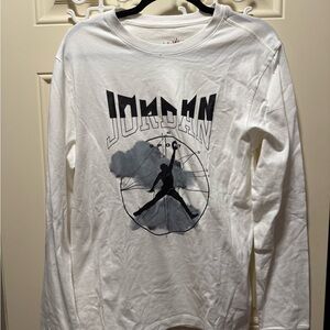 Jordan White and Black Graphic Long Sleeve Men's SIZE SMALL Tee